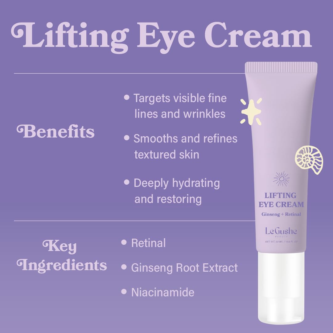 LE GUSHE Retinal Under Eye Cream - Anti Aging Retinol Eye Cream for Dark Circles and Fine Lines
