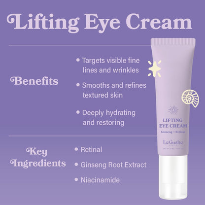 LE GUSHE Retinal Under Eye Cream - Anti Aging Retinol Eye Cream for Dark Circles and Fine Lines