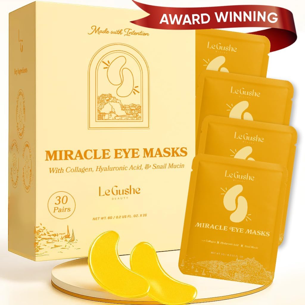 LE GUSHE Gold Under Eye Patches for Puffy Eyes and Dark Circles (20 Pairs)