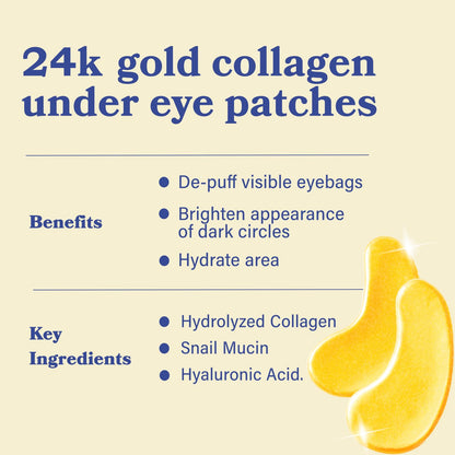 LE GUSHE Gold Under Eye Patches for Puffy Eyes and Dark Circles (20 Pairs)