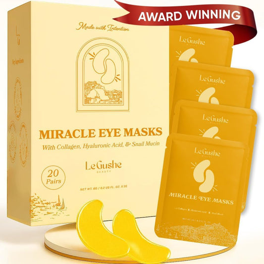 LE GUSHE Gold Under Eye Patches for Puffy Eyes and Dark Circles (20 Pairs)