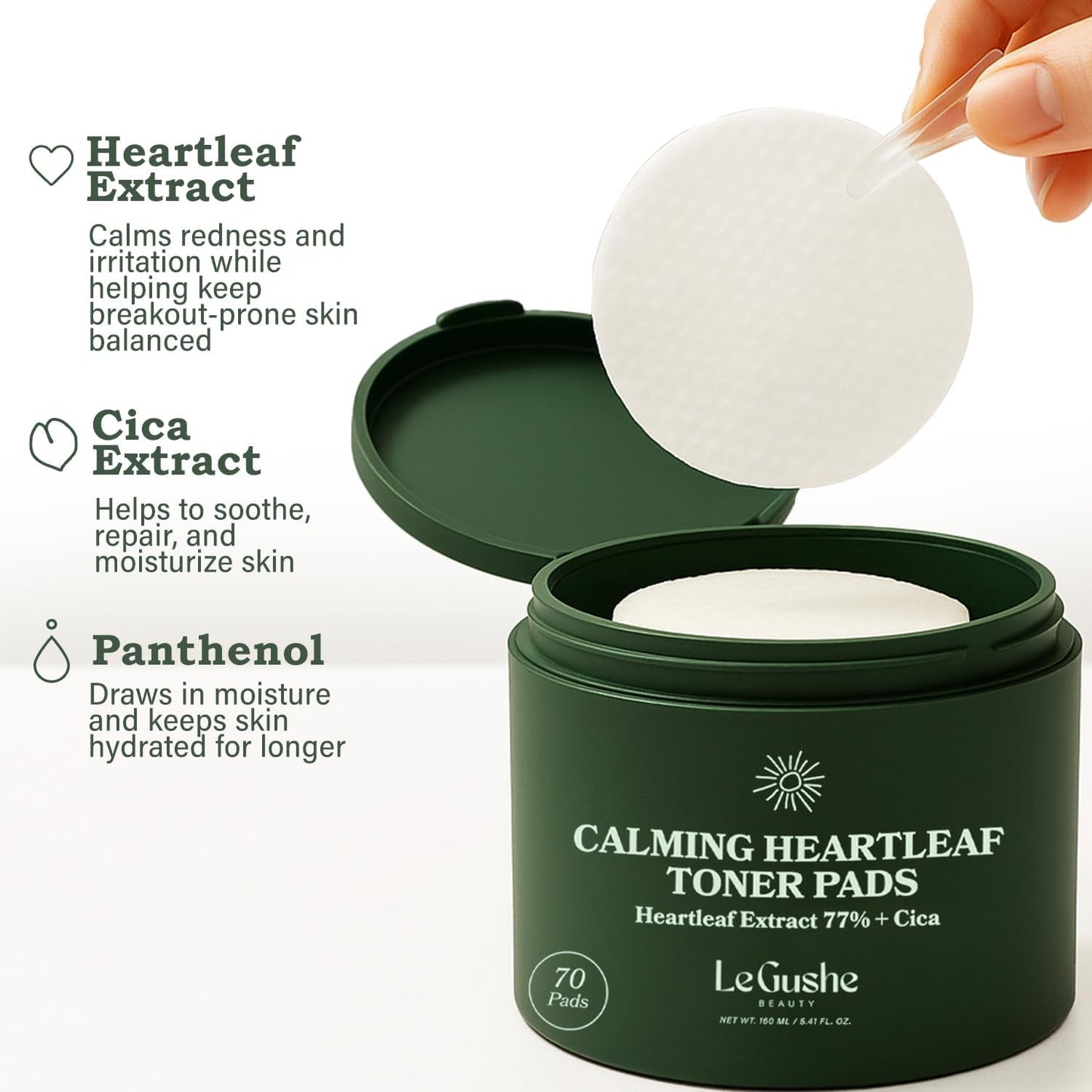 Le Gushe Heartleaf Face Toner Pads (70 Count)
