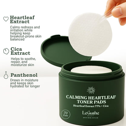 Le Gushe Heartleaf Face Toner Pads (70 Count)