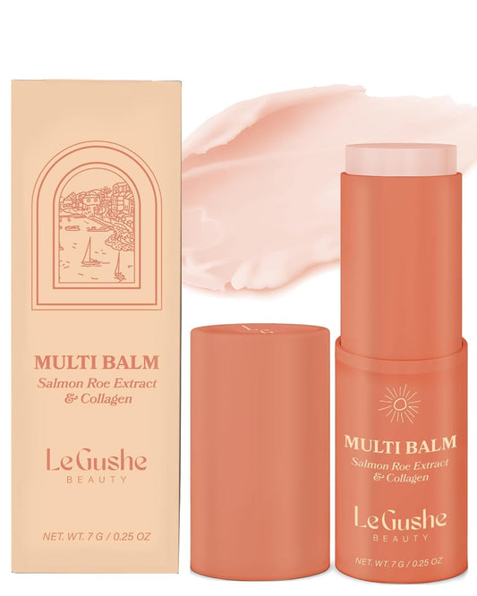 LE GUSHE All-in-One Face Balm Stick - Under Eye Brightener, Anti-Aging Under Eye Balm Stick with Salmon Roe Extract & Collagen
