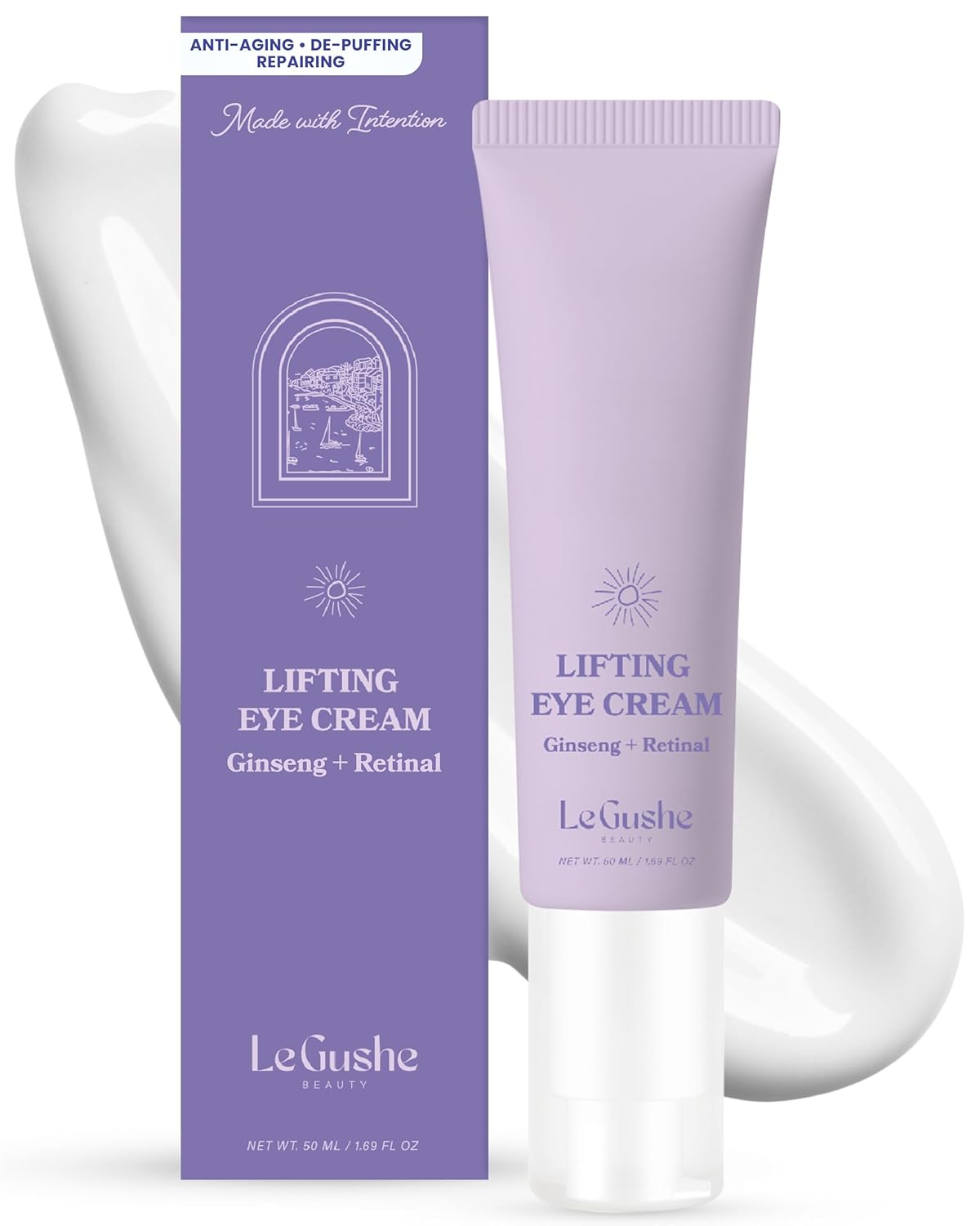 LE GUSHE Retinal Under Eye Cream - Anti Aging Retinol Eye Cream for Dark Circles and Fine Lines